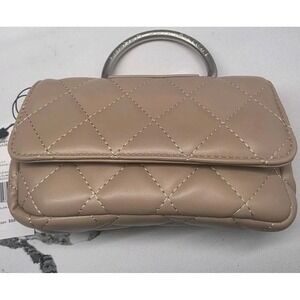 French Connection Mell Quilted Top Handle Crossbody Bag Latte Beige